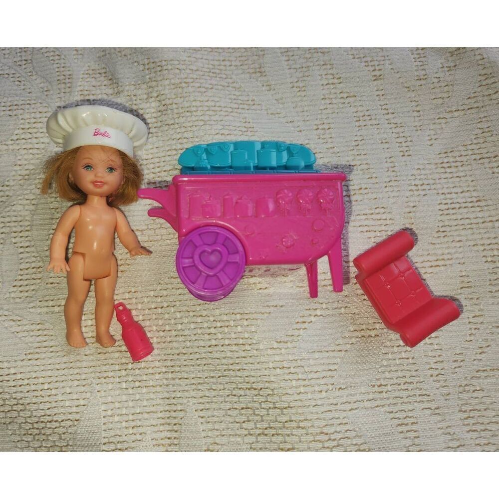 Barbie Mattel sister doll and dessert cart